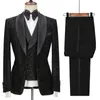 Najnowsze wzory spodni płaszczowych moda błyszczące czarne garnitury męskie na ślub smokingi dla pana młodego Slim Fit Terno Masculino Prom Party 3 sztuki