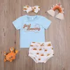 Kleding sets baby meisje kleding 0-24 m peuters zomer beachwear korte mouwen T-shirt + Sunshine slips haarband voor meisjes