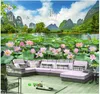 Aangepaste foto wallpapers voor muren 3d muurschilderingen Mooie idyllische vijver lotus landschap schilderij TV achtergrond muur papieren woondecoratie