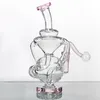 Glas bong rig i hookahs söt rosa rökning rör 6,3 tum längd transparent vatten bubbler rör tjock böjd hals glas bongs perkolator med 10mm manlig gemensam klar skål