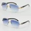 Óculos de sol sem aro com corte de diamante para mulheres e homens 8200762 lentes esculpidas unissex grandes quadrados óculos de sol vintage masculino e feminino original marmorizado