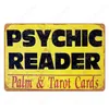 Psychic Vintage Metal Sign Club Club Room Dorations Bar Palm Tarot Carte Reading Wall Art Poser Mystérieux décoration intérieure N4128957618