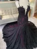 Черно-фиолетовое готическое свадебное платье русалки с кружевом без рукавов с блестками Небелые красочные платья невесты на заказ5683763