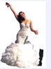 Арабские спагетти без бретелек Русалка Свадебные платья с оборками и кристаллами из бисера Потрясающие сексуальные облегающие свадебные платья с открытой спиной7554053