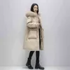 Ftlzz Vinter 90% Vit Duck Down Coat Real Fur Hooded Jacka Casual Big Pocket Tjock Parkas Lösa Jackor Vindskyddad Snö Outwear 211108