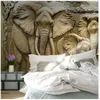 Wallpapers personalizado po wallpaper 3d mural para paredes 3 d tridimensional relevo dourado elefante fundo parede pintura murais