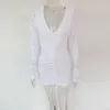 ベテランの美しいスパンコールグラムミニドレスエレガントなRuched羽パッチワークボディコンホワイト年パーティードレスChirstmas衣装210719
