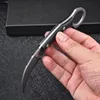 Neues Angebot: Karambit-Messer mit fester Klinge, D2, weiß/schwarz, Steinwaschklingen, voller Zapfen, G10-Griff, Klauenmesser mit Kydex