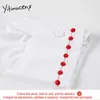 Yitimuceng Embroidery Blouse Women Shirts Peter pan Collar Clothes Solid White Summer Korean Fashion Office Lady Tops 210601