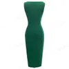 Nice-Forever Solid Color Elegant Work Office Dresses Business Formal Party Bodycon Sheath Women Dress B584 210630