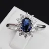 Księżniczka Kate Niebieski Klejnot Utworzony Niebieski Kryształ Srebrny Kolor Wedding Finger Crystal Ring Biżuteria Dla Kobiet Zyr076