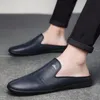 Mannen Zomer Mode Koe Split Casual Muilezels Mannelijke Ademend Halve Loafer Slippers Comfy Soft Mocassins Flat Slip-on Lederen Sandaal