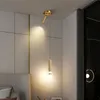 Nordic creative brass pendant lamp With led spotlight bedside long line small hanging lighting modern minimalist Ceiling light