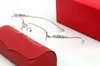 New Trend Designer Sunglasses Fashion Frameless Metal Leopard Half-frame Color-changing Metal Transparent Optical Glasses Design Frame Male Gift Box