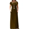 2021 Elegancka Długa Summer Sukienka Kobiety Krótki Rękaw Maxi Sukienka Damska Party Casual Sukienki Kobiet Szata Femme Green Red XXL X0521