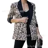 GetSpring Women Blazer Leopard Print Coat Single Breasted Long Sleeve Ladies Jacket Women's Slim Suit 210524
