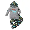 2pc peuter babyjongen brief dinosaurus hoodie sweatshirt top + broek outfits set zuigeling pasgeboren kleding herfst winter trainingspak G1023
