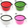 Składany Pet Dog Kot Karmienie Powolne Food Bowl Wody Dish Feeder Silikonowe Składane miski Dławione do podróży na zewnątrz 9 kolorów, aby wybrać ZWL204