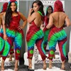 Dames Jumpsuits Rompertjes Adfvat Kleurrijke Print Schede Jumpsuit Vrouwen Mouwloze Halter Skinny Casual Romper Sexy Backless Mode Catsuit