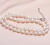 Feine Perlen Halskette 7-8mm Natural Südsee Weiß Rosa lila Tropf Perle Halsketten + Ohrring + 6cm Autonome Verlängerungskette