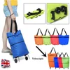 Förvaringspåsar Portabel Folding Oxford Varukorg med hjul Återanvändbar handväska för kvinnor