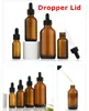 بالجملة! Boston Botton Refillable Pipette Bottles 15ML 30ML 60ML 120ML 240ML 500ML 1000ML زجاج العنبر الفارغ مع 5 غطاء A12