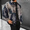 2022 Moda Baskılı Düğmeli Ceketler Erkekler Rahat Gevşek Turn-down Yaka Mont Vintage Desen Giyim Güz Erkek Streetwear 211103