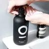Distributeur de savon de salle de bain de 500ml, pour shampoing, Gel douche, après-shampooing, verre noir, bouteille vide de stockage de détergent de cuisine