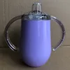 Paslanmaz Çelik Sippy Su Kupaları Yumurta Şekli Çift Kolu Termos Kupası Çocuklar Süt Eğitim Tumbler Vakum Yalıtım Şişesi 10 oz Hediye H0007