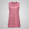 Outono Inverno Ultra Light Waistcoat Mulheres Slim Médio Longa Sem Mangas Branco Duck Down Jacket Senhoras Senhoras Única Outerwear 210525