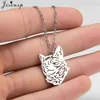 Acier inoxydable Origami chat colliers belle Animal chaton Bijoux chat sur la lune pendentif collier femmes Bijoux Collane G1206