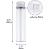 50 ml transparente flache Reagenzglasflasche aus Kunststoff mit Schraubverschlüssen aus Aluminium für Süßigkeiten, Kosmetik, Reiselotionbehälter SN5939