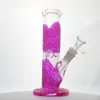 3D linhas pintadas à mão hookahs bongs de vidro heady dólogos difusos downstem reto perc petróleo monótonas tubulações de água 18mm articulação feminina com tigela brilho no escuro