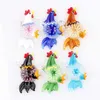 Qianbei en gros 6pcs Handmade Murano Lampwork Verre Mélange Mélange Couleur Fleur Cock Pendentif Collier Collier Hot Christmas Cadeau P0133 G0927