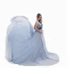Elegantes vestidos de maternidad para la sesi￳n de fotos Sexy V Neck Off Shoulder Embarazo Fotograf￭a Vestido Fiesta de mujeres embarazadas Maxi Vestido 832 V2