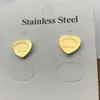 2023 T gold heart earring women rose Stud couple Flannel bag Stainless steel 10mm Thick Piercing jewelry gifts woman Accessories wholesale