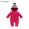 Mudkingdom Born Baby Boys Girls Pagliaccetti Inverno Manica lunga Maglia con cappuccio Solido Caldo Tuta infantile Abbigliamento Capispalla 210615