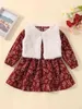 Baby Ditsy Floral Bow Front Dress & Teddy Vest Coat SHE