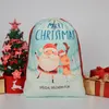 Sac cadeau de Noël Grands sacs en toile lourde bio Sac de Père Noël avec cordon de serrage avec rennes Père Noël Sacs Cadeaux pour enfants CGY30