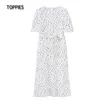 Vår sommar kvinna klänning vit polka dot chiffong midi bälte smal midja vestido de mujer 210421