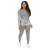 Women Two Piece Set Long Sleeve Tee Tops Skinny Sweatpants Stacked Joggers Suit Tracksuit Matching Sport Gradient Clothing 210525