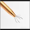 Microblading 4 Prongs Bead Holder Pick Up Tool Jewelry Bead Grasping Tool Golden Alloy High Precision Body Tattoo Piercing Tool 057090910