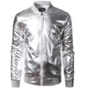 Trend Metallic Złota Kurtka Bombowska Mężczyźni / Kobiety Veste Homme Night Club Moda Slim Fit Zipper Baseball Varsity Jacket 210819