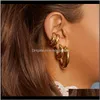 & Simple Big Geometric Hoop Stainless Steel Gold Color Circle Hie Earrings For Women Fashion Punk Jewelry Brincos Drop Delivery 2021 Jefuo