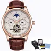 Lige Brand Men regarde Automatic Mechanical Watch Tourbillon Sport horloge en cuir Business décontracté Rétro-bracelet Relojes Hombre V7399201