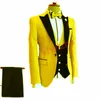 Op maat gemaakte One Button Groomsmen Peak Revers Bruidegom Tuxedos Mannen Past Huwelijk / Prom / Diner Man Blazer (jas + Broek + Tie + Vest) W934