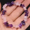 Strand pärlstav strängar naturliga stenarmband 18 cm semi-ädelstenar rose kvarts Amethysts charm tillbehör födelsedag kvinnor gåva raym22