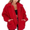 Élégant manteau de fausse fourrure femmes automne hiver épais chaud doux polaire veste femme poche fermeture éclair pardessus ours Teddy 3XL 211220
