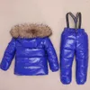 -30 gradi Russia Inverno Tuta da sci Abbigliamento per bambini Ragazzi Ragazze Tuta sportiva Bambini Abbigliamento da neve Giacche cappotti Pantaloni con bretelle Impermeabili H0909