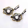 DreamCarnival 1989 Lotus Flower Oorbellen Hollow Gemaakt Pearl CZ Zwart Goud Kleur Hip Hop Pendientes tipo gota Partijen Jewelries 2266c